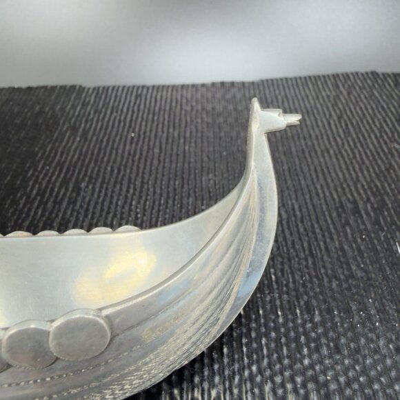 Just Andersen Danmark No 1109 Signed Pewter Viking Ship Salt Cellar Denmark VTG - Picture 8 of 11